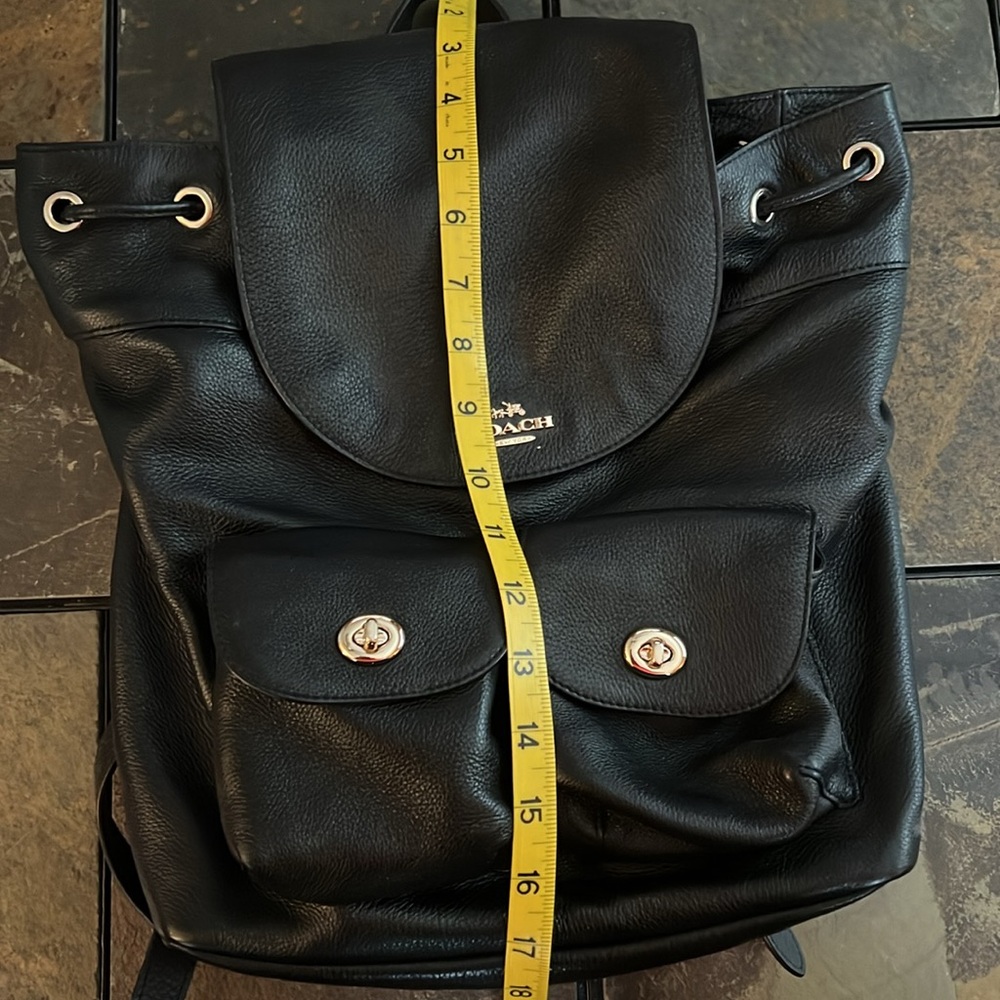 *Authentic* Coach Black Leather Backpack Purse with Gold Accents- like new, EUC - Picture 8 of 10